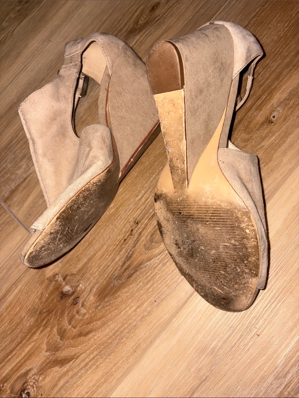 Well Worn Suede Open-Toe Ankle Strap Heels - Picture 2 of 3